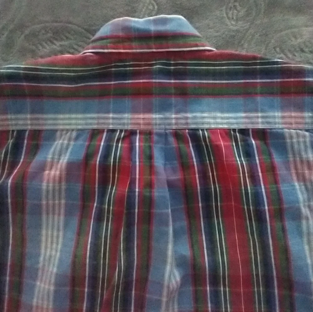 RALPH LAUREN red plaid button down polo shirt~boy's size 4~short‎ sleeves~